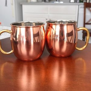 Set of two copper mugs